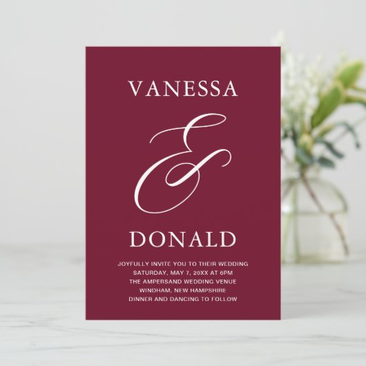 Invitation Vanessa Burgundy Mariage moderne (Debout devant)