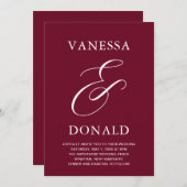 Invitation Vanessa Burgundy Mariage moderne (Devant / Derrière)