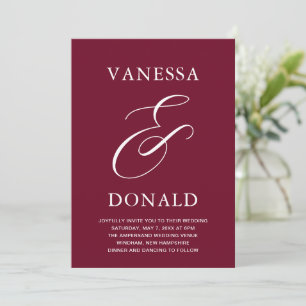 Invitation Vanessa Burgundy Mariage moderne