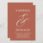 Invitation Vanessa Terracotta Mariage moderne (Devant / Derrière)