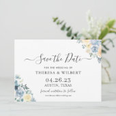 Invitation Vanilla Blue Boho Mariage Enregistrer La Date (Debout devant)