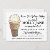 Invitation Vanilla Ice Cream Social Cône Scoop fête d'anniver (Devant)