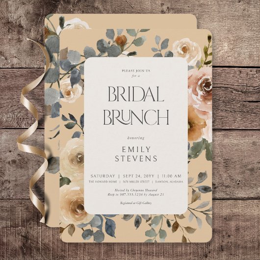 Invitation Vanilla White Boho Rose Cream Bridal Brunch