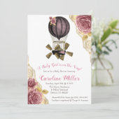 Invitation Vapeur rose et or Steampunk Hot Air Balloon Douche (Debout devant)