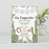 Invitation Vaquerito en Camino Spanish cowboy baby shower (Debout devant)