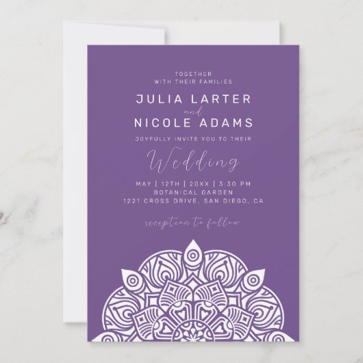 Invitation Variant de mandala classique ovale de mariage du P (Devant)