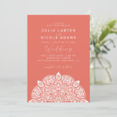 Invitation Variant Oval Classic Mandala Mariage Pacifique Oue (Debout devant)