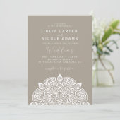 Invitation Variant Oval Classique Mandala Mariage du Pacifiqu (Debout devant)