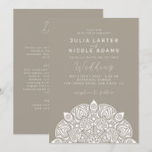 Invitation Variant Oval Classique Mandala Mariage du Pacifiqu (Devant / Derrière)