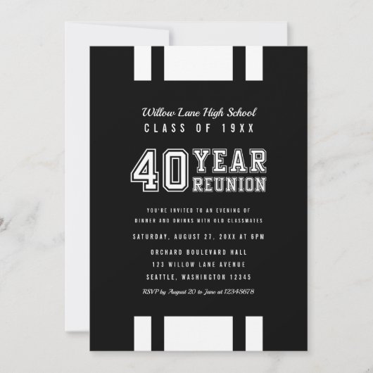 Invitation Variété de couleur modifiable 40 ans Classe Réunio (Devant)