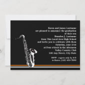 Invitation Varsity Band Saxophone Graduation Photo Orange (Dos)