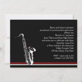 Invitation Varsity Band Saxophone Graduation Photo Rouge (Dos)