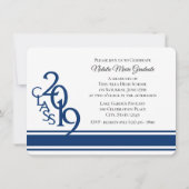 Invitation Varsity Blue 2019 Graduation Tri Photo (Dos)