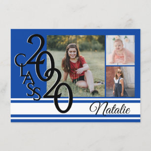 Invitation Varsity Blue 2020 Graduation Tri Photo