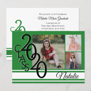 Invitation Varsity Green 2020 Graduation Tri Photo
