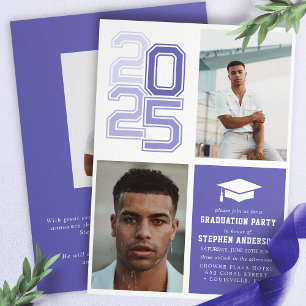 Invitation Varsity Moderne Purple Photo Party Graduation