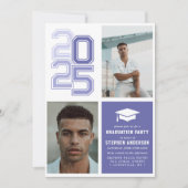 Invitation Varsity Moderne Purple Photo Party Graduation (Devant)