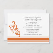 Invitation Varsity Orange 2024 Graduation Tri Photo (Dos)