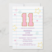 Invitation Varsity pastel patch carnet 11e anniversaire (Devant)