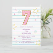 Invitation Varsity pastel patch carnet 7e anniversaire (Debout devant)