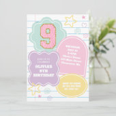 Invitation Varsity pastel patch carnet 9e anniversaire (Debout devant)