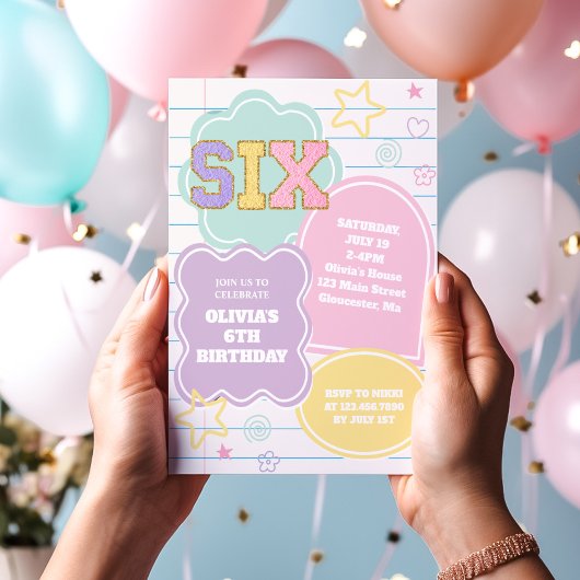 Invitation Varsity pastel patch carnet Anniversaire