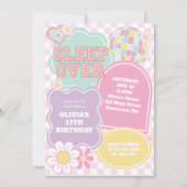 Invitation Varsity pastel patch Sleepover Anniversaire (Devant)