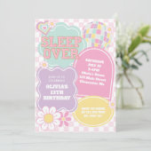 Invitation Varsity pastel patch Sleepover Anniversaire (Debout devant)