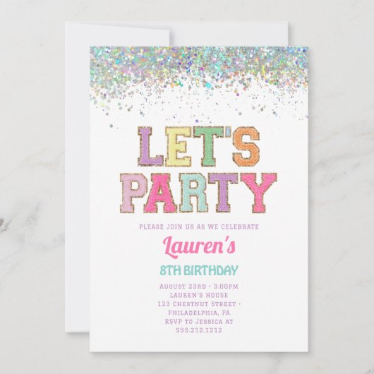 Invitation Varsity Patch Lettres Anniversaire (Devant)