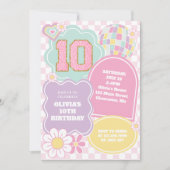 Invitation Varsity preppy pastel patch 10e anniversaire (Devant)
