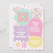 Invitation Varsity preppy pastel patch 13e Anniversaire (Devant)