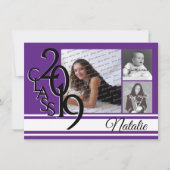 Invitation Varsity Purple 2019 Graduation Trois Photo (Devant)