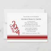 Invitation Varsity Red 2024 Graduation Tri Photo (Dos)