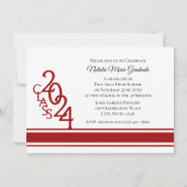 Invitation Varsity Red 2024 Graduation Tri Photo (Dos)