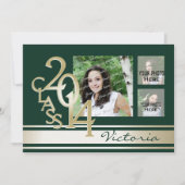 Invitation Varsity Stripe Tri photo vert et or (Devant)