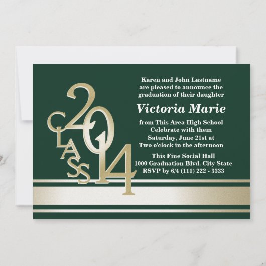 Invitation Varsity Stripe Tri photo vert et or (Dos)