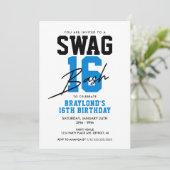 Invitation Varsity Style Blue Swag 16 Anniversaire (Debout devant)