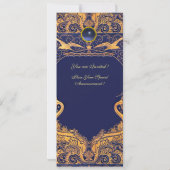 Invitation Vase Antique,Dauphins,Bleu Marine Monogramme Jaune (Dos)