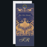 Invitation Vase Antique,Dauphins,Jaune,Monogramme Bleu Marine<br><div class="desc">Élégant, design maritime de style vintage classe avec une pierre gemme 3D lumineuse pour mettre votre propre texte comme carte de faire-part / cartons de placement / cartes save-the-date / cartes de remerciement, mariages, anniversaires, soirées, douches de fiançailles, ou à peu près n'importe quel événement que vous le souhaitez !...</div>