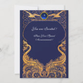 Invitation Vase Antique,Dauphins,Or,Monogramme Bleu Marine (Dos)