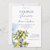 Invitation Vase bleu italien d'Amalfi citrons couples douche (Devant)