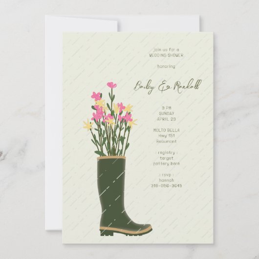 Invitation Vase d'amorçage en caoutchouc vert | Fête des mari (Devant)