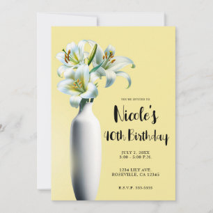 Invitation Vase de lis de Pâques jaunes Fleurs Anniversaire F