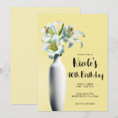 Invitation Vase de lys de Pâques jaunes Fête d'anniversaire f (Devant / Derrière)