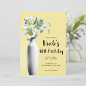 Invitation Vase de lys d'Easter jaunes Fête d'anniversaire fl (Debout devant)