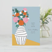 Invitation Vase de mariage floral folk moderne du milieu du s (Debout devant)