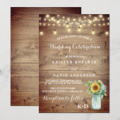 Invitation Vase de tournesol rustique et mariage de lumières (Devant / Derrière)