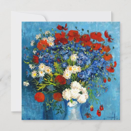 Invitation Vase de Van Gogh avec Bleuets et Coquelicots (Devant)