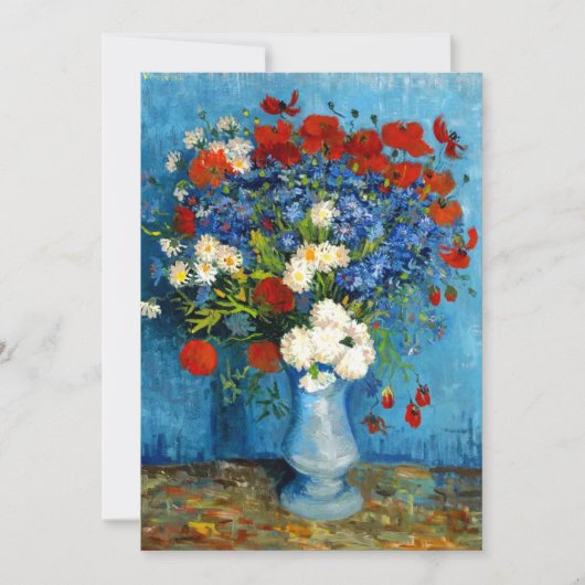 Invitation Vase de Van Gogh avec Bleuets et Pavots (Devant)