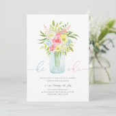 Invitation Vase florale bleu et rose Genre Reveillez Invitati (Debout devant)